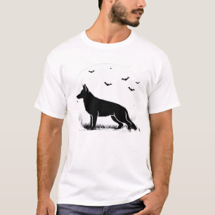 T-shirt Chien berger allemand � Silhouette de lune d'Hallo