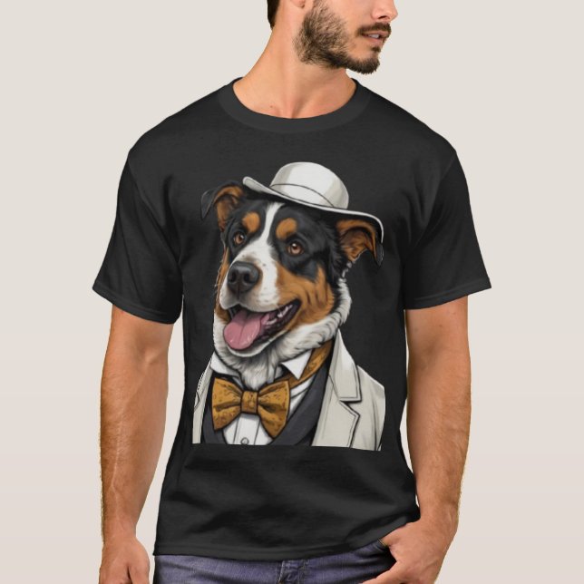 T-shirt Chien berger australien amusant en costume (Devant)