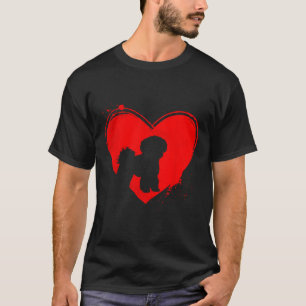 T-shirt Chien Bichon Frise Forme de Coeur Saint-Valentin A