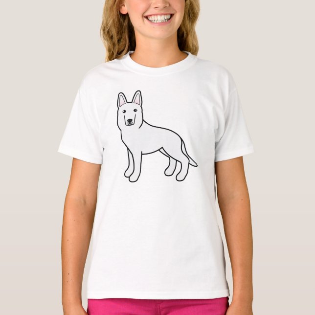 T-shirt Chien blanc berger suisse blanc berger allemand (Devant)