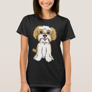 T-shirt Chien blanc Brown doré Shih Tzu