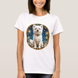 T-shirt chien blanc duveteux
