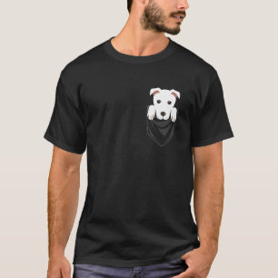 T-shirt Chien blanc graphique de poche