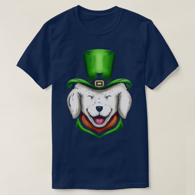 T-shirt Chien blanc mignon Golden Retriever Vert Casquette (Design devant)