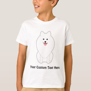 T-shirt Chien blanc mignon. Spitz ou Pomeranian.