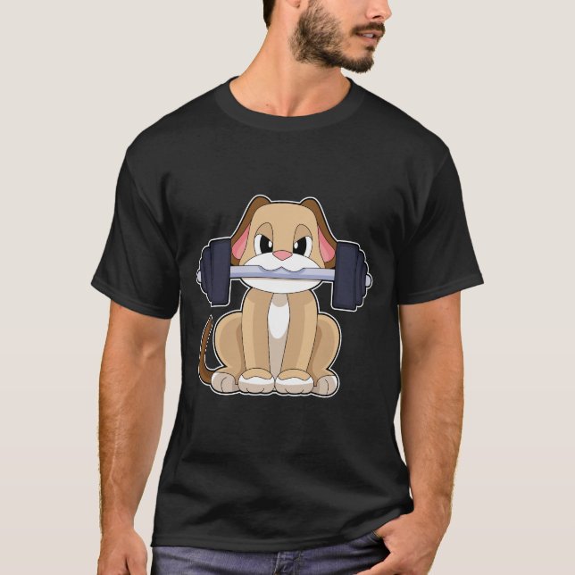 T-shirt Chien Bodybuilder Haltère Musculation (Devant)