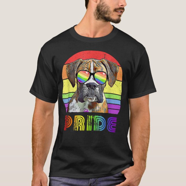 T-shirt Chien Boer drôle Lunettes de soleil arc-en-ciel LG (Devant)