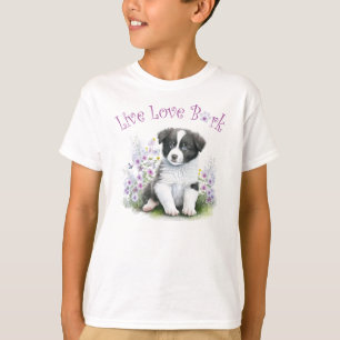 T-shirt Chien Border Collie Mignon Floral