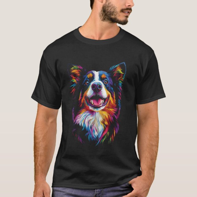 T-shirt Chien Border Collie Pop Art (Devant)