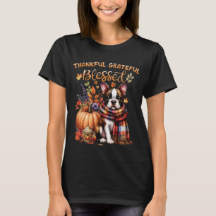 T-shirt Chien Boston Terrier Automne Citrouille