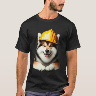 T-shirt Chien Bouhund Norvégien Casque Jaune Travailleur