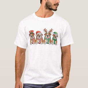 T-shirt Chien bouledogue anglais de Noël Chapeau de Père N