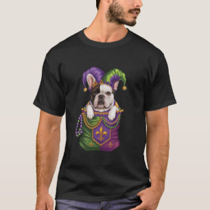 T-shirt Chien Bouledogue Français avec Chapeau de Fou dans