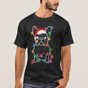 T-shirt Chien Bouledogue Français Chapeau De Père Noël Lum