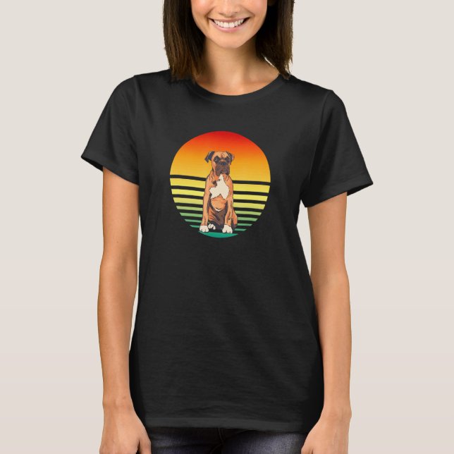 T-shirt Chien Boxer Coucher de soleil (Devant)