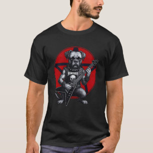 T-shirt Chien Boxer Guitare Rock Métal Lourd Amateur de Ch