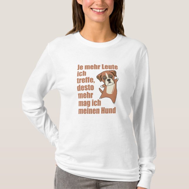 T-shirt Chien Boxer n'aime pas les gens, Chiens mignons (Devant)