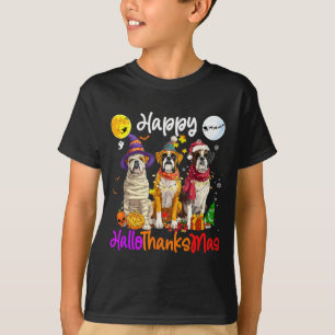 T-shirt Chien Boxer Noël Thanksgiving Joyeux Halloween