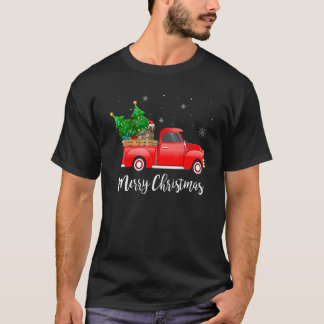 T-shirt Chien Briard à cheval sur un camion rouge Noël