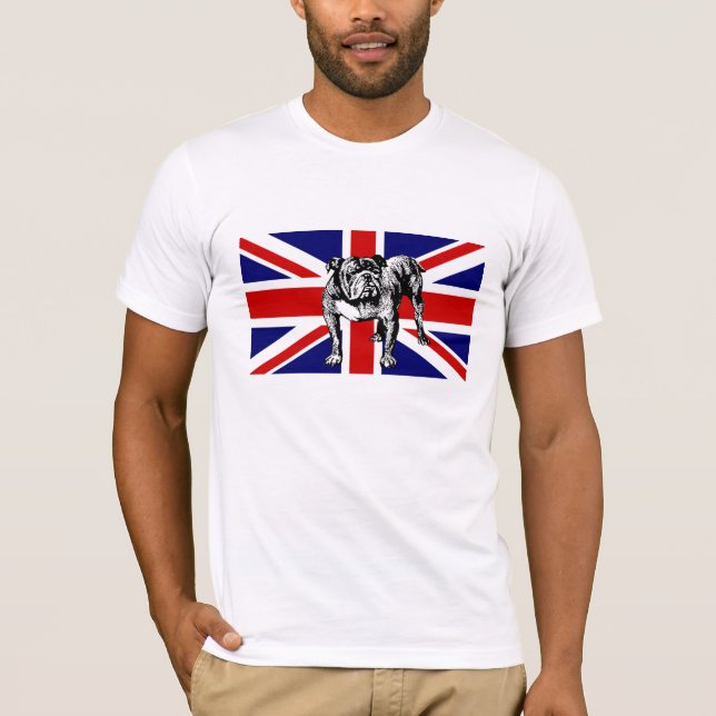 T-shirt Chien BRITANNIQUE de taureau de drapeau d'Union (Devant)