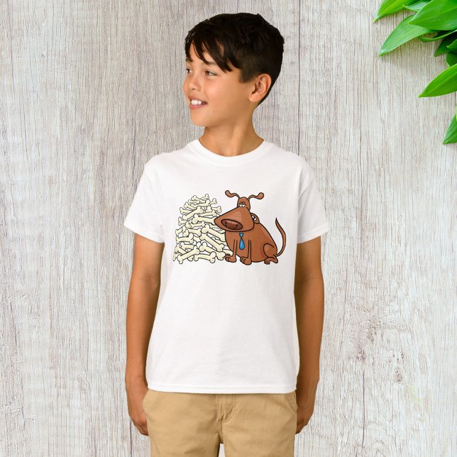 T-shirt Chien Brown avec Pile d'os Joli animal (Créateur téléchargé)