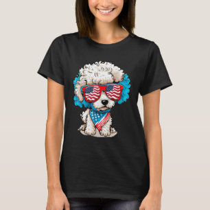 T-shirt Chien Caniche Drapeau Américain 4 Juillet Hommes