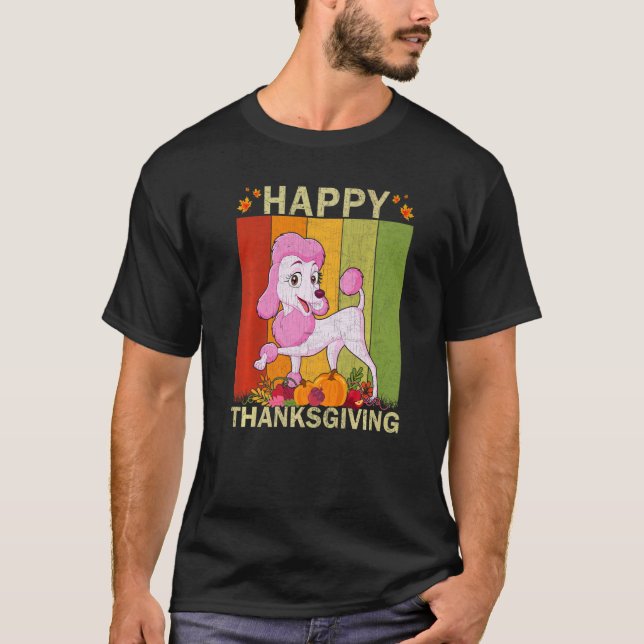 T-shirt Chien Caniche Graphique Rétro de Thanksgiving pour (Devant)