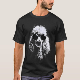 T-shirt Chien Caniche Hipster Style Grunge avec Lunettes d