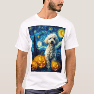 T-shirt Chien Caniche Mignon Halloween Jack O Lantern Citr