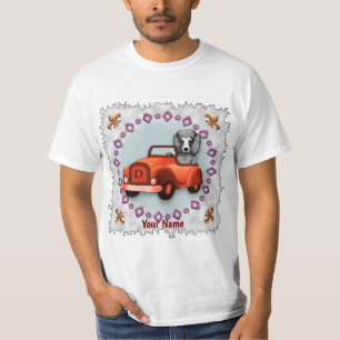 T-Shirt Chien Caniche Noir Conduisant une Voiture