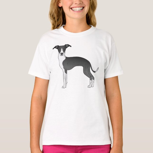 T-shirt Chien Caricature Italien Noir Et Blanc (Devant)
