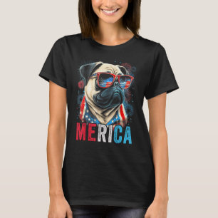 T-shirt Chien Carlin 4 juillet Drapeau Américain Amérique