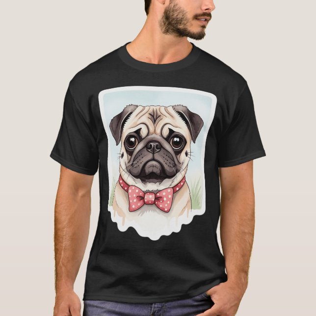T-shirt Chien carlin aquarelle (Devant)