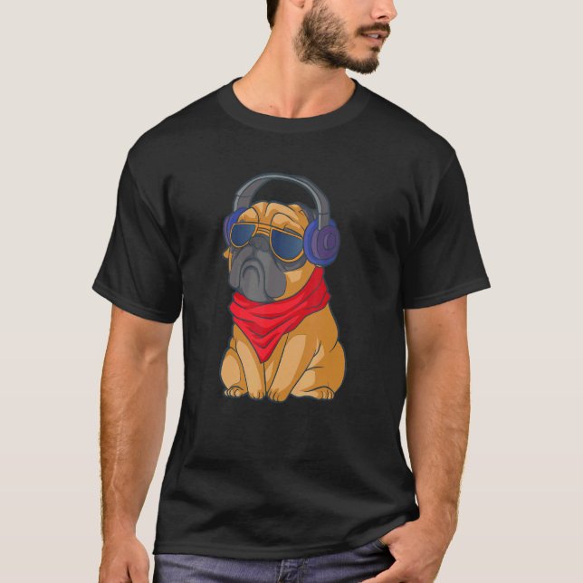 T-shirt Chien carlin casque (Devant)