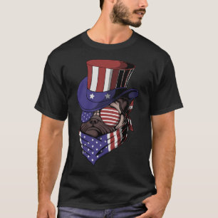 T-shirt chien carlin chapeau oncle sam, chien chapeau oncl