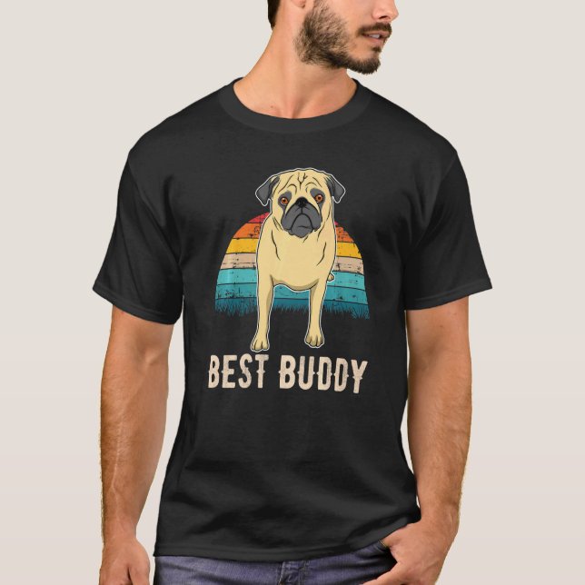 T-shirt Chien Carlin Coucher de soleil  5 (Devant)