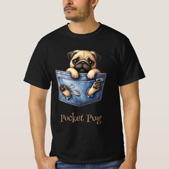 T-shirt Chien carlin Dans Une Poche (Devant)
