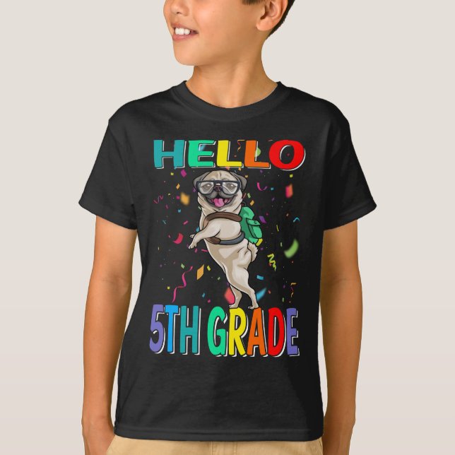 T-shirt chien Carlin de 5e année (Devant)
