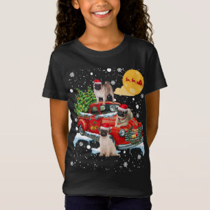 T-Shirt Chien Carlin de Noël avec Camion Rouge Vintage Fun