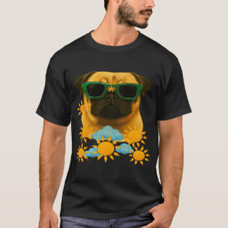 T-shirt Chien carlin en été style réaliste et peinture