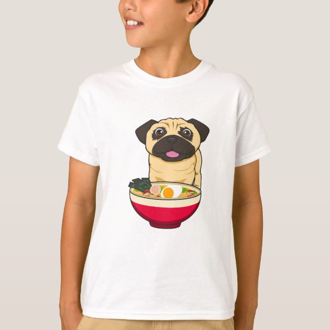 T-shirt Chien Carlin et Ramen (Devant)