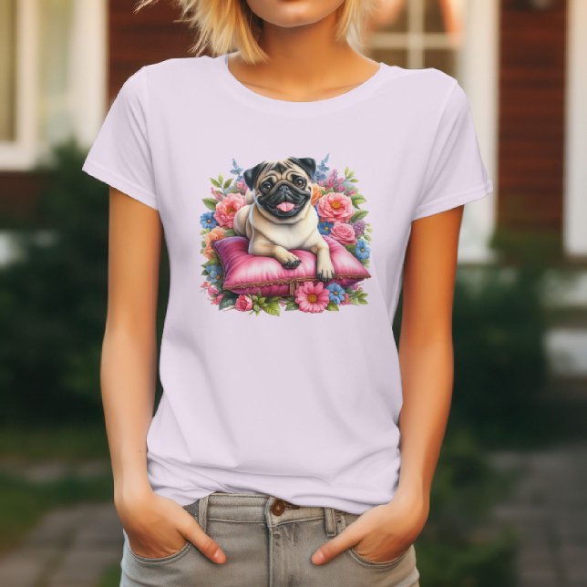 T-shirt Chien Carlin & Fleurs (Créateur téléchargé)
