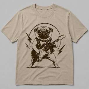 T-shirt Chien Carlin Heavy Metal Déchiquetant Guitare Élec