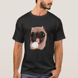 T-shirt Chien Carlin Manger Crème glacée mignonne 1
