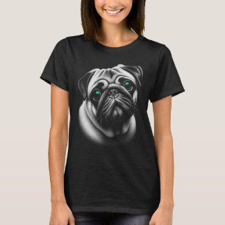 T-shirt Chien Carlin mignon aux yeux turquoise en design o