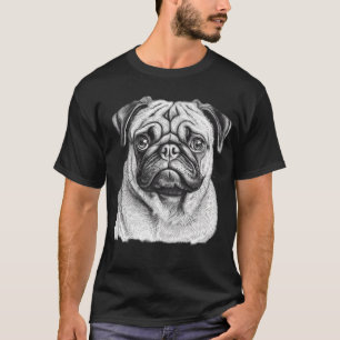 T-shirt Chien Carlin Mignon avec des Lunettes Rouges Cool