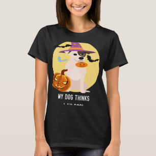 T-shirt Chien Carlin sorcière Citrouille Halloween Femmes