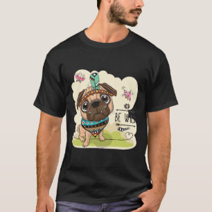 T-shirt Chien Carlin Tribal Mignon Sauvage avec des plumes