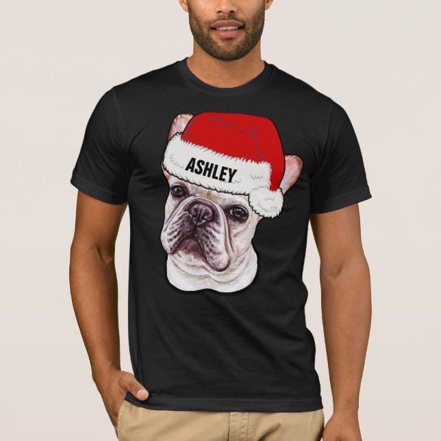 T-shirt Chien Casquette de Noël de Chien Gros (Devant)