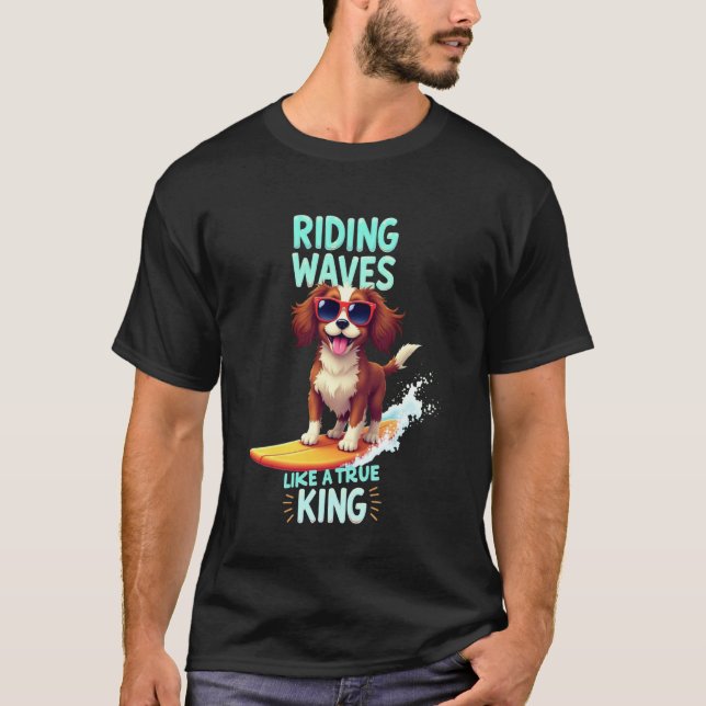 T-shirt Chien Cavalier King Charles Spaniel Cool de Surf (Devant)